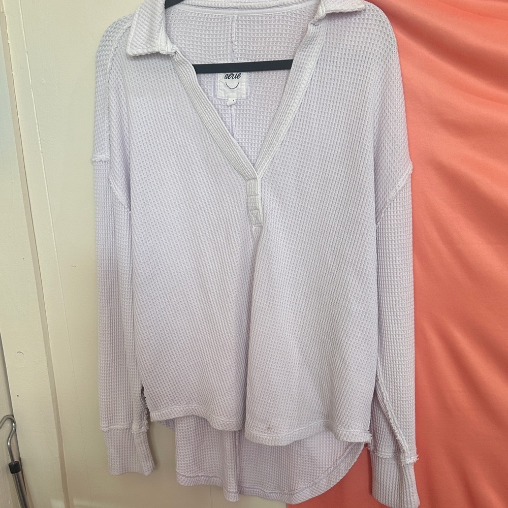 Aerie Pastel Lavender Waffle Knit Pullover